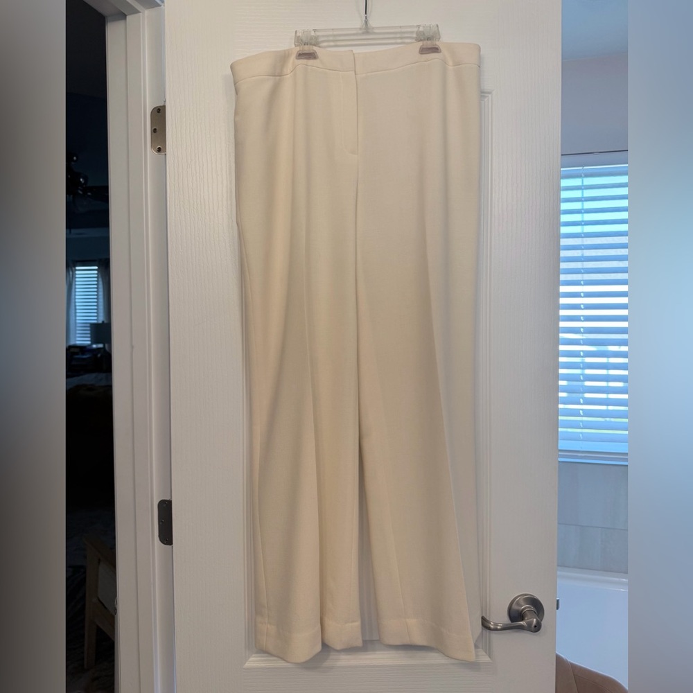 Lafayette 148 New York Virgin Wool Stretch MensWear Trouser Pant Ivory 14